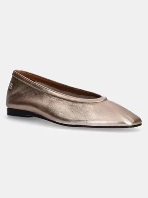 Tommy Hilfiger baleriny skórzane SOFT METAL LTHR BALLERINA NO BOW kolor złoty FW0FW08601