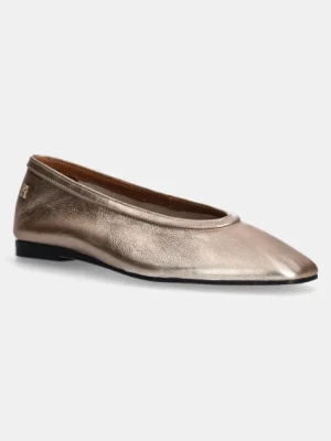 Tommy Hilfiger baleriny skórzane SOFT METAL LTHR BALLERINA NO BOW kolor złoty FW0FW08601