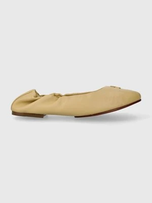 Zdjęcie produktu Tommy Hilfiger baleriny skórzane TH ELEVATED ELASTIC BALLERINA kolor beżowy FW0FW07882