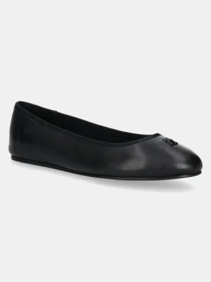 Tommy Hilfiger baleriny skórzane TH HARDWARE LEATHER BALLERINA kolor czarny FW0FW08654
