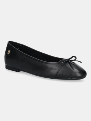 Tommy Hilfiger baleriny skórzane TOE CAP LEATHER BALLERINA kolor czarny FW0FW08759
