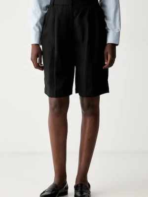 Tommy Hilfiger bermudy damskie z dodatkiem lnu czarny