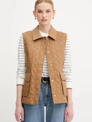 Tommy Hilfiger bezrękawnik damski kolor brązowy przejściowy WW0WW45638