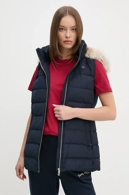 Tommy Hilfiger bezrękawnik puchowy damski kolor granatowy zimowy WW0WW43634