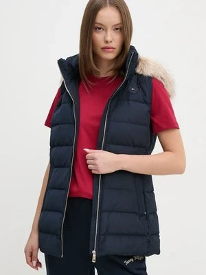 Tommy Hilfiger bezrękawnik puchowy damski kolor granatowy zimowy WW0WW43634