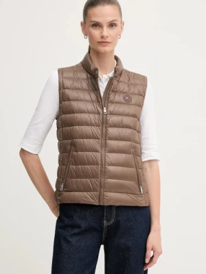 Tommy Hilfiger bezrękawnik puchowy kolor brązowy przejściowy WW0WW45499