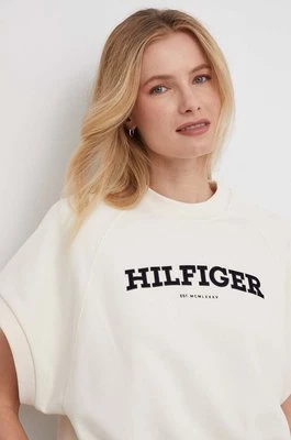 Tommy Hilfiger bluza bawełniana damska kolor beżowy z nadrukiem WW0WW41240