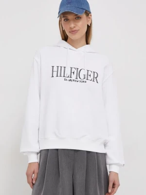 Tommy Hilfiger bluza bawełniana damska kolor biały z kapturem z aplikacją WW0WW41042