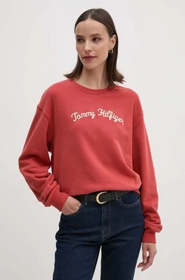 Tommy Hilfiger bluza bawełniana damska kolor czerwony z aplikacją WW0WW42615