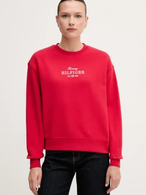Zdjęcie produktu Tommy Hilfiger bluza bawełniana damska kolor czerwony z aplikacją WW0WW44631