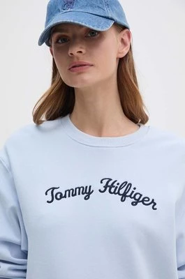 Tommy Hilfiger bluza bawełniana damska kolor niebieski z aplikacją WW0WW42615