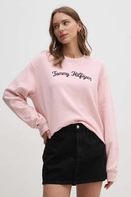 Tommy Hilfiger bluza bawełniana damska kolor różowy z aplikacją WW0WW42615