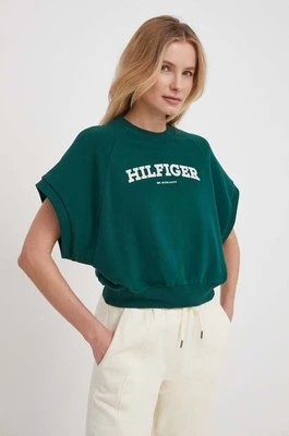 Tommy Hilfiger bluza bawełniana damska kolor zielony z nadrukiem WW0WW41240