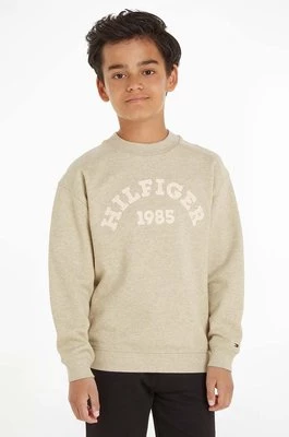 Tommy Hilfiger bluza bawełniana dziecięca kolor beżowy z nadrukiem