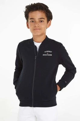 Tommy Hilfiger bluza bawełniana dziecięca kolor czarny z nadrukiem