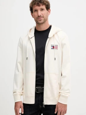 Tommy Hilfiger bluza bawełniana męska kolor beżowy z kapturem gładka MW0MW39691