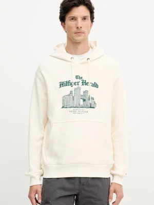Tommy Hilfiger bluza bawełniana męska kolor beżowy z kapturem z aplikacją MW0MW40066