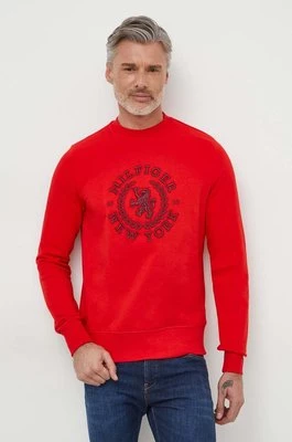 Tommy Hilfiger bluza bawełniana męska kolor czerwony z aplikacją MW0MW33651