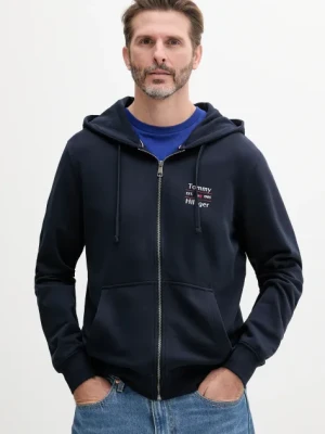 Tommy Hilfiger bluza bawełniana męska kolor granatowy z kapturem gładka MW0MW39250