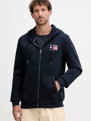 Tommy Hilfiger bluza bawełniana męska kolor granatowy z kapturem gładka MW0MW39691
