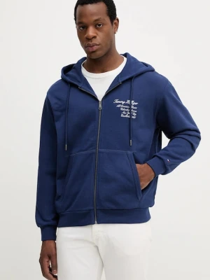 Tommy Hilfiger bluza bawełniana męska kolor granatowy z kapturem z aplikacją MW0MW39683