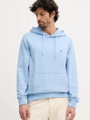 Tommy Hilfiger bluza bawełniana męska kolor niebieski z kapturem melanżowa MW0MW37235