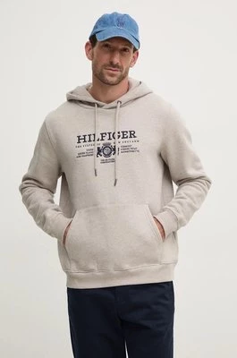 Tommy Hilfiger bluza bawełniana męska kolor szary z kapturem melanżowa MW0MW35527