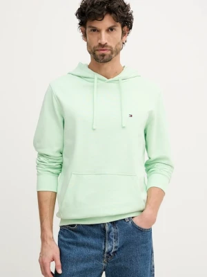 Tommy Hilfiger bluza bawełniana męska kolor zielony z kapturem melanżowa MW0MW37235