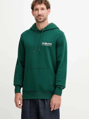 Tommy Hilfiger bluza bawełniana męska kolor zielony z kapturem z nadrukiem MW0MW40065