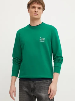 Tommy Hilfiger bluza bawełniana męska kolor zielony z nadrukiem MW0MW38673