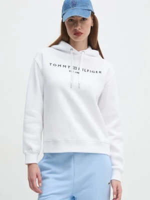 Tommy Hilfiger bluza damska kolor biały z kapturem z aplikacją WW0WW43598