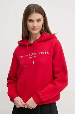 Tommy Hilfiger bluza damska kolor czerwony z kapturem z aplikacją WW0WW43598