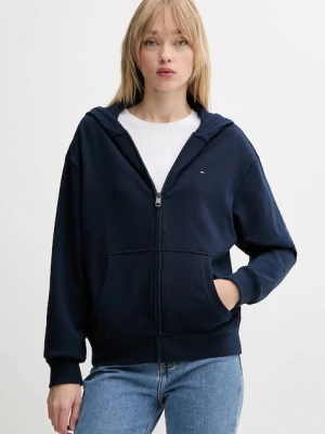 Tommy Hilfiger bluza damska kolor granatowy z kapturem gładka UW0UW05772