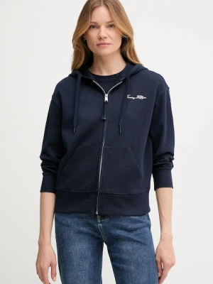 Tommy Hilfiger bluza damska kolor granatowy z kapturem gładka WW0WW45742