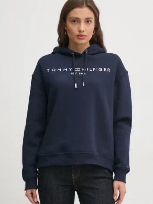 Tommy Hilfiger bluza damska kolor granatowy z kapturem z aplikacją WW0WW43598