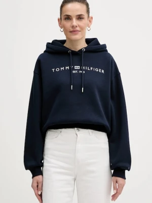 Tommy Hilfiger bluza damska kolor granatowy z kapturem z aplikacją WW0WW47832