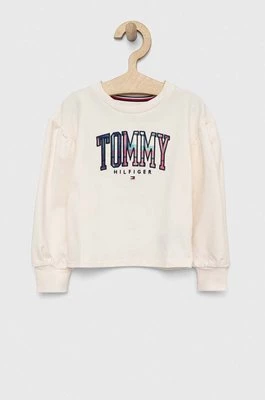 Tommy Hilfiger bluza dziecięca kolor beżowy z aplikacją