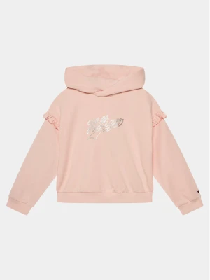 Tommy Hilfiger Bluza Hilfiger Script Ruffle Hoodie KG0KG07720 Różowy Regular Fit