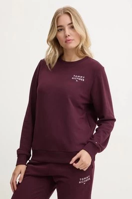 Tommy Hilfiger bluza lounge kolor bordowy gładka UW0UW04521