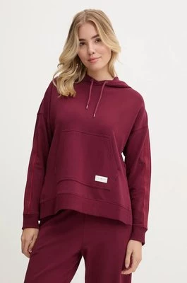 Tommy Hilfiger bluza lounge kolor bordowy z kapturem gładka UW0UW04783