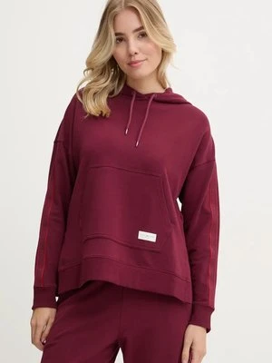 Tommy Hilfiger bluza lounge kolor bordowy z kapturem gładka UW0UW04783