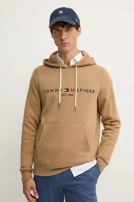 Tommy Hilfiger bluza męska kolor beżowy z kapturem z aplikacją