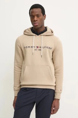 Tommy Hilfiger bluza męska kolor beżowy z kapturem z aplikacją