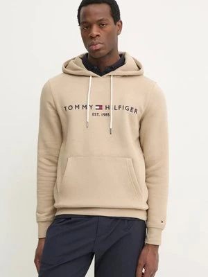 Tommy Hilfiger bluza męska kolor beżowy z kapturem z aplikacją