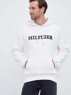 Tommy Hilfiger bluza męska kolor beżowy z kapturem z aplikacją