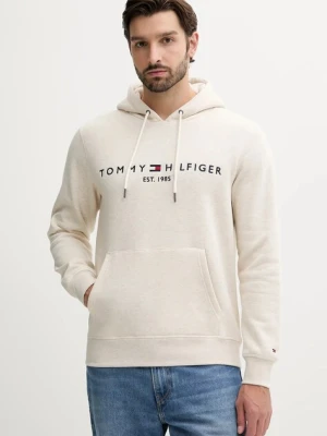 Tommy Hilfiger bluza męska kolor beżowy z kapturem z aplikacją MW0MW11599