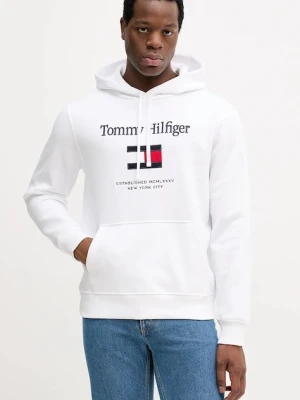 Tommy Hilfiger bluza męska kolor biały z kapturem z aplikacją MW0MW42735