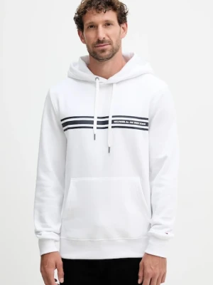 Tommy Hilfiger bluza męska kolor biały z kapturem z nadrukiem MW0MW38332