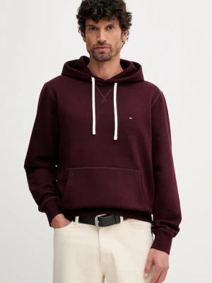 Tommy Hilfiger bluza męska kolor bordowy z kapturem gładka MW0MW39997