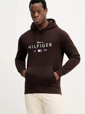 Tommy Hilfiger bluza męska kolor brązowy z kapturem z nadrukiem MW0MW41427